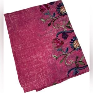 Woman embroidery floral scarf hundred percent cotton